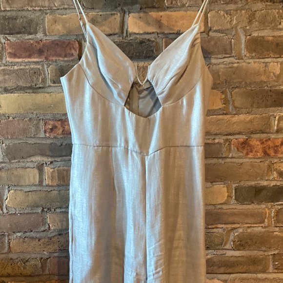 F21 shiny blue cutout mid length jumpsuit - Picture 1 of 2